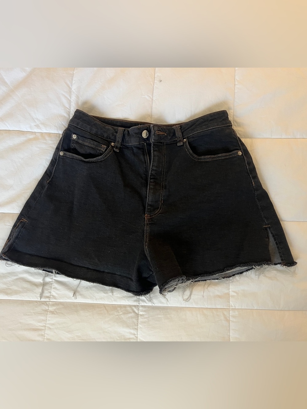 WeWoreWhat Jean Shorts Womens 28 Black High Rise Flared Cutoff
